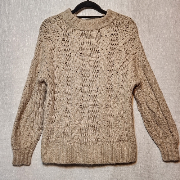 American Eagle Vintage Cotton Blend Knit Sweater Cream Small - Picture 2 of 8